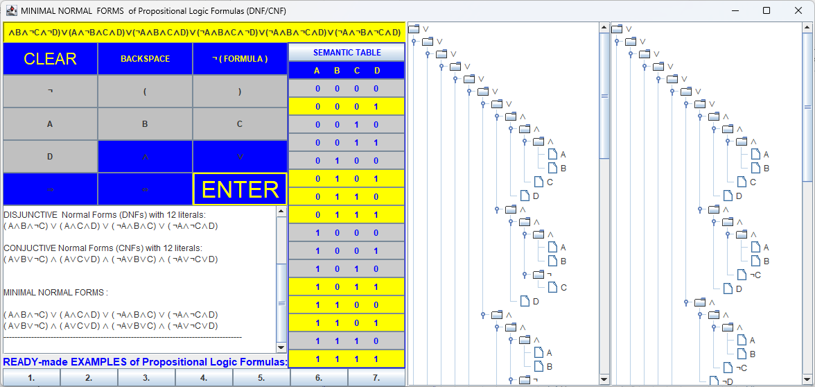 Minimization calculator for propositional logic — preview